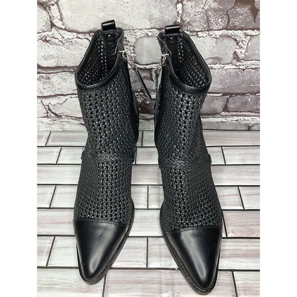 Sam Edelman Elita Black Leather Cut Out Block Heel Western Boots Women Sz 10M US - Picture 3 of 16